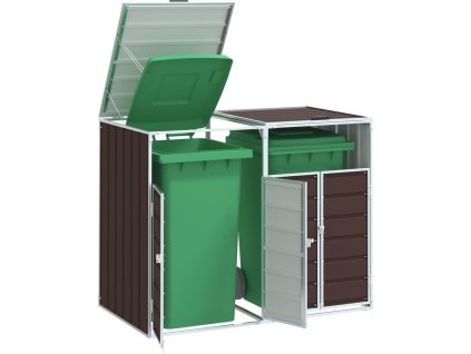 Box na 2 popelnice 144 x 81 x 113 cm ocel [4006178] (Barva Hnědá)