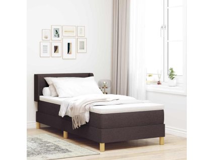 Postel s boxspringem Tmavě hnědá a bílá 100 x 200 cm textil [3341282]