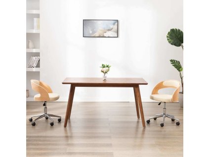 Otočné jídelní židle 2 ks ohýbané dřevo a textil [3054911] (Barva Bílá)