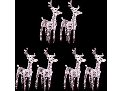 Vánoční sobi 6 ks 240 ch LED diod akryl [3154253] (Barva Teplá bílá)