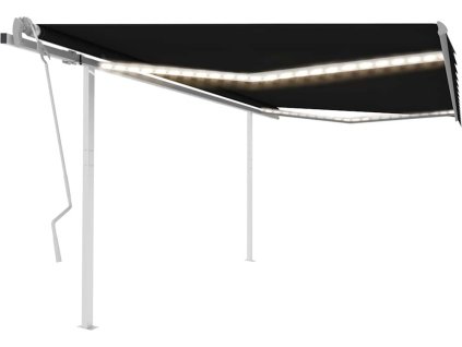 Ručně zatahovací markýza s LED světlem 4,5 x 3 m [3069961] (Barva Modro-bílá)