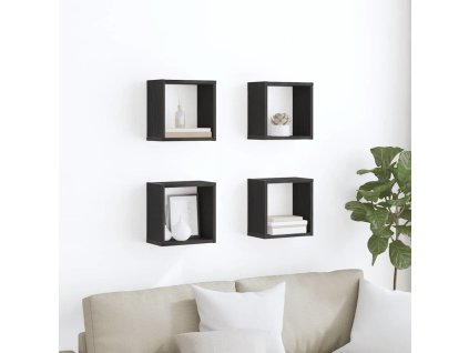 Police na zeď 4 pcs Černý dub 26 x 15 x 26 cm Kompozitní dřevo [875181]