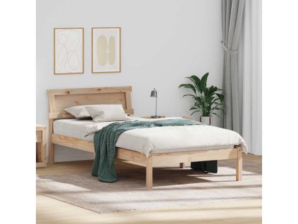 Rám postele s čelo Hnědá 90 x 200 cm Masivní borovicové dřevo [872836]