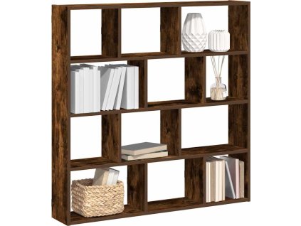 Nástěnná police 12 přihrádek kompozitní dřevo [860008] (Barva Kouřový dub)