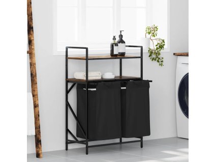 Koš na prádlo se 2 přihrádkami a policemi [859087] (Barva Kouřový dub)