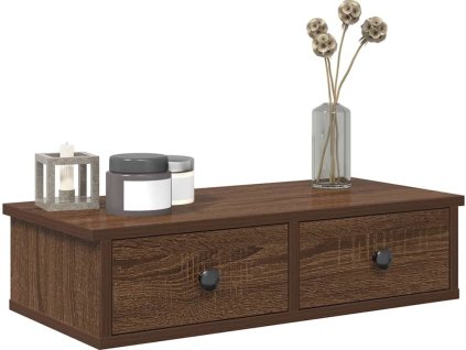 Nástěnná police se zásuvkami 60x28x15 cm kompozitní dřevo [859947] (Barva Hnědý dub)