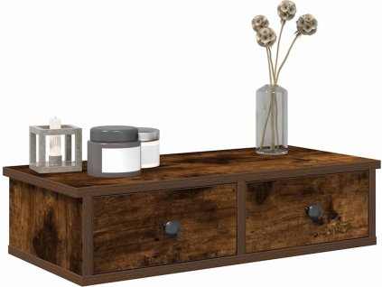 Nástěnná police se zásuvkami 60 x 28 x 15 cm kompozit [859947] (Barva Hnědý dub)