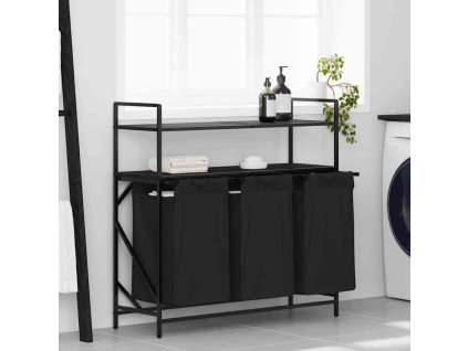 Koš na prádlo se 3 přihrádkami a policemi [859080] (Barva Černý dub)