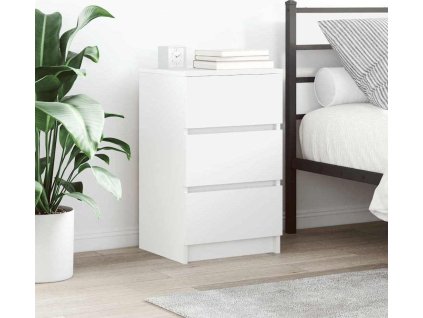 Noční stolek se 3 zásuvkami 39x35x65 cm [861337] (Barva Bílá)