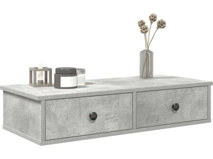 Nástěnná police se zásuvkami 80 x 31 x 17 cm kompozit [859953] (Barva Betonová šedá)