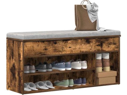 Lavice s botníkem 102x30,5x45 cm kompozitní dřevo [859140] (Barva Kouřový dub)