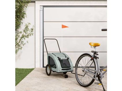 Vozík za kolo pro psa oxfordská tkanina a železo [93979] (Barva Šedá)