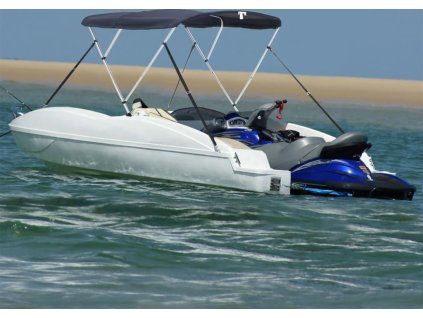 Bimini stříška se 3 oblouky a bočnicemi 183x(170–182)x137 cm [94844] (Barva Modrá a černá)