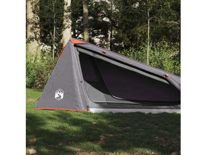 Kempingový stan tunel pro 1 osobu nepromokavý [94610] (Barva Šedá a oranžová)