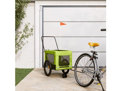 Vozík za kolo pro psa a černý oxfordská tkanina a železo [93948] (Barva Zelená)