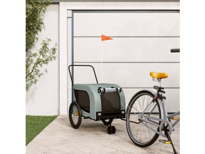 Vozík za kolo pro psa zelený a černý oxfordská tkanina a železo [94028] (Barva Šedá a černá)