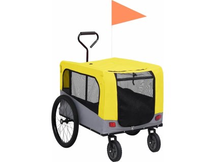 Vozík pro psa za kolo a na běhání 2 v 1 modrý a šedý [92442] (Barva žlutá a šedá)