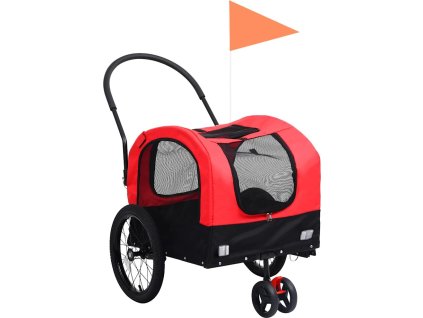 Vozík pro psa za kolo a na běhání 2 v 1 modrý a černý [92437] (Barva Červeno-černá)