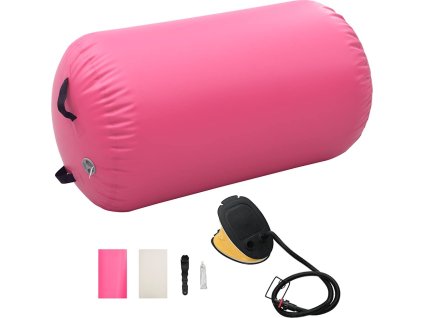 Nafukovací cvičební válec s pumpou 100 x 60 cm PVC [92712] (Barva Růžová)