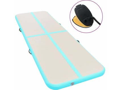 Nafukovací cvičební podložka s pumpou 400x100x10 cm PVC [91917] (Barva Zelená)