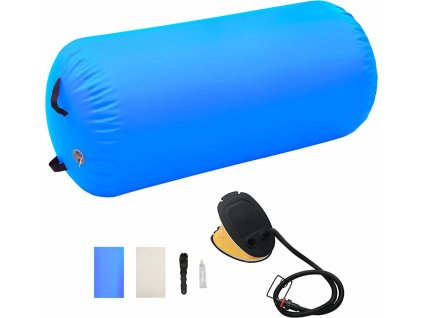 Nafukovací cvičební válec s pumpou 120 x 75 cm PVC [92717] (Barva Modrá)