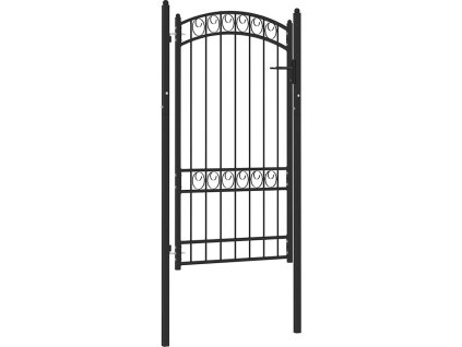 Zahradní branka s obloukem ocelová 100 x 175 cm [146371] (Barva Černá)