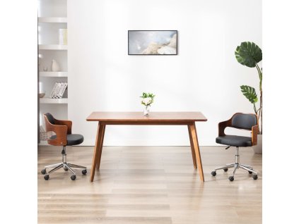 Otočné jídelní židle 2 ks ohýbané dřevo a textil [3054926] (Barva černá a tmavě hnědá)