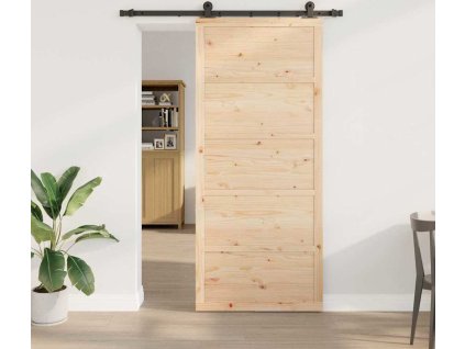 Posuvné dveře Hnědá 80 x 208 cm Masivní borovicové dřevo [3381165]