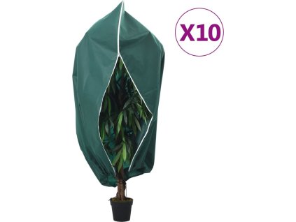 Ochranné návleky na rostliny na zip 10 ks 70 g/m² 1,2 x 1,8 m [3203570] (Barva Zelená)