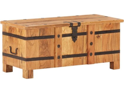 Truhla 90 x 40 x 40 cm masivní akáciové dřevo [289637] (Barva Tmavě hnědá)