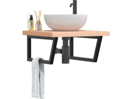 Deska pod umyvadlo nástěnná ocel a masivní bukové dřevo [3302506] (Barva Hnědá a bílá)