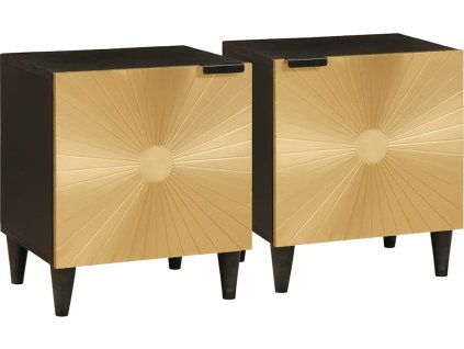Noční stolek 2 pcs Černá a zlatá 40 x 33.5 x 46 cm [4017825]