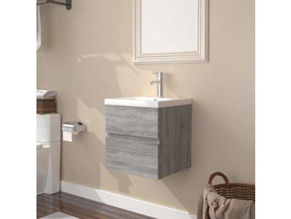 Skříňka se zápustným umyvadlem dřevotříska [3152859] (Barva Šedá sonoma)