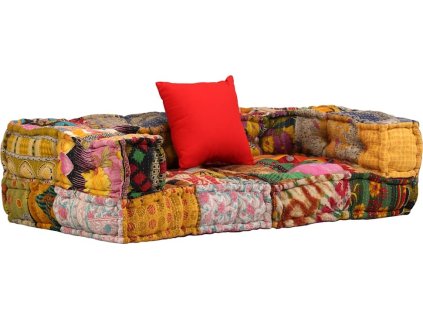 2místný modulární pouf pruhovaný textil [244987] (Barva Patchwork)