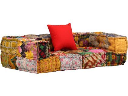 2místný modulární pouf textil [244987] (Barva Patchwork)