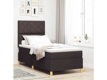 Postel s boxspringem s matrací Tmavě hnědá 90 x 200 cm textil [3343148]
