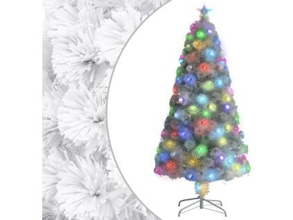 Vánoční stromek s LED osvětlením 120 cm optické vlákno [328449] (Barva Bílá)