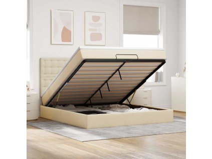 Osmanský rám postele s matrací 160x200cm textil [3314188] (Barva Krémová)