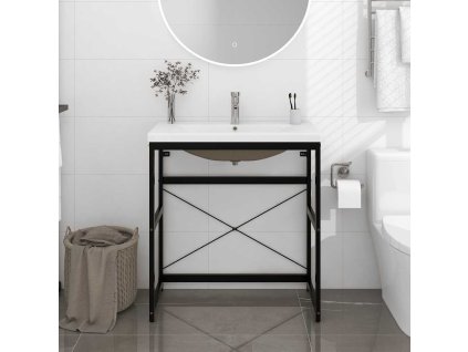 Koupelnový rám s vestavěným umyvadlem železo [3101390] (Barva Černá)