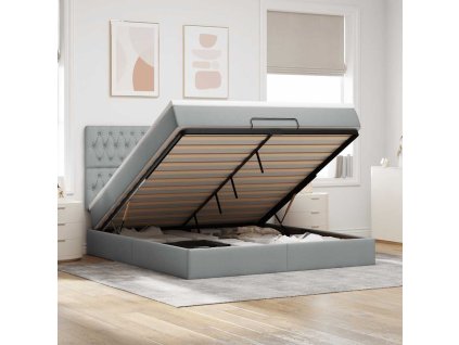 Osmanský rám postele s matrací 160x200cm textil [3313251] (Barva Světle šedá)