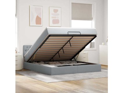 Osmanský rám postele s matrací 160x200cm textil [3312405] (Barva Tmavě hnědá)