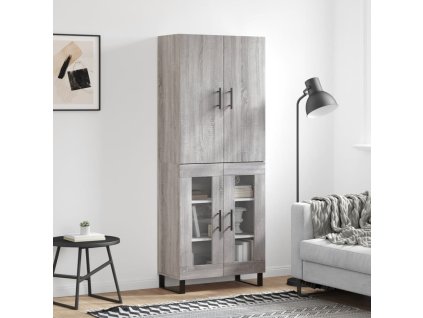 Skříň highboard 69,5 x 34 x 180 cm kompozitní dřevo [3195756] (Barva Černá)