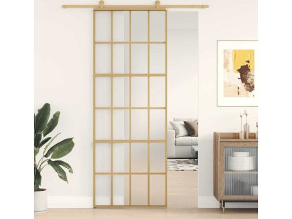 Posuvné dveře 76 x 205 cm čiré ESG sklo a hliník [155175] (Barva Zlatá a matná)