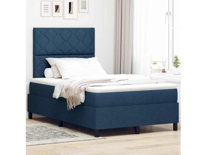 Postel s boxspringem s matrací s čelo Modrá 120 x 200 cm textil [3342941]