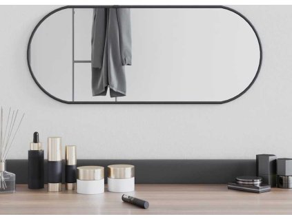 Nástěnné zrcadlo 60x25 cm oválné [348204] (Barva Černá)