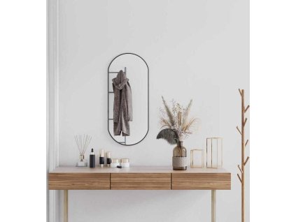 Nástěnné zrcadlo 80x35 cm oválné [348206] (Barva Černá)