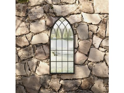 Zahradní zrcadlo 70 x 30 cm železo pro použití venku [318344] (Barva Černá)