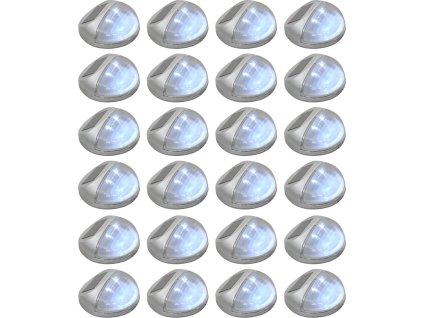 Zahradní nástěnné solární lampy LED 24 ks kulaté [277140] (Barva Stříbrná)
