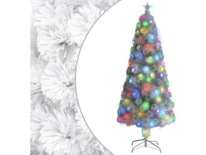 Vánoční stromek s LED osvětlením 180 cm optické vlákno [328451] (Barva Bílá)