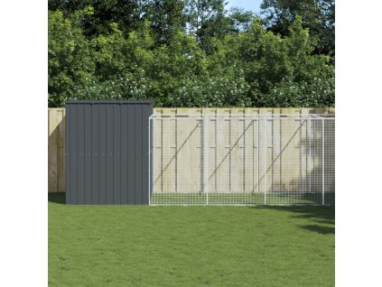 Psí bouda s výběhem 214 x 1 273 x 181 cm ocel [3189124] (Barva Antracitová)